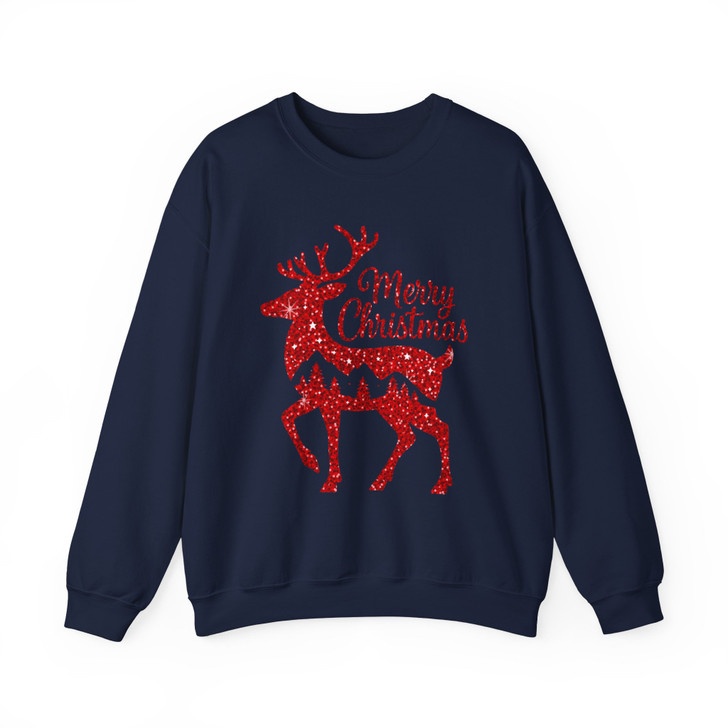Cozy Winter Holiday Reindeer Graphic Christmas Sweatshirt S-5XL