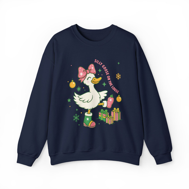 Funny Goose Holiday Cozy Xmas Crewneck Sweatshirt S-5XL