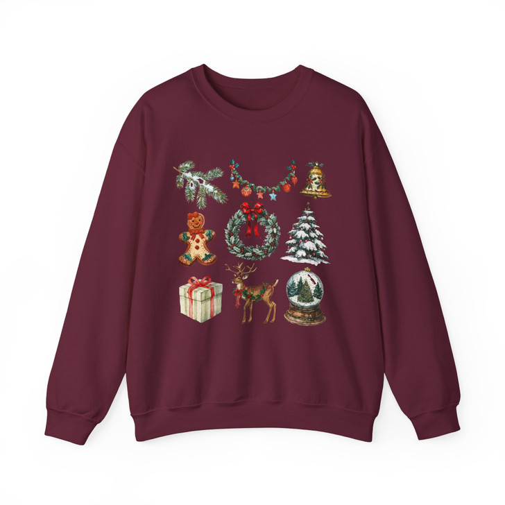 Vintage Coquette Christmas Bow Santa Holiday Crewneck Sweatshirt S-5XL