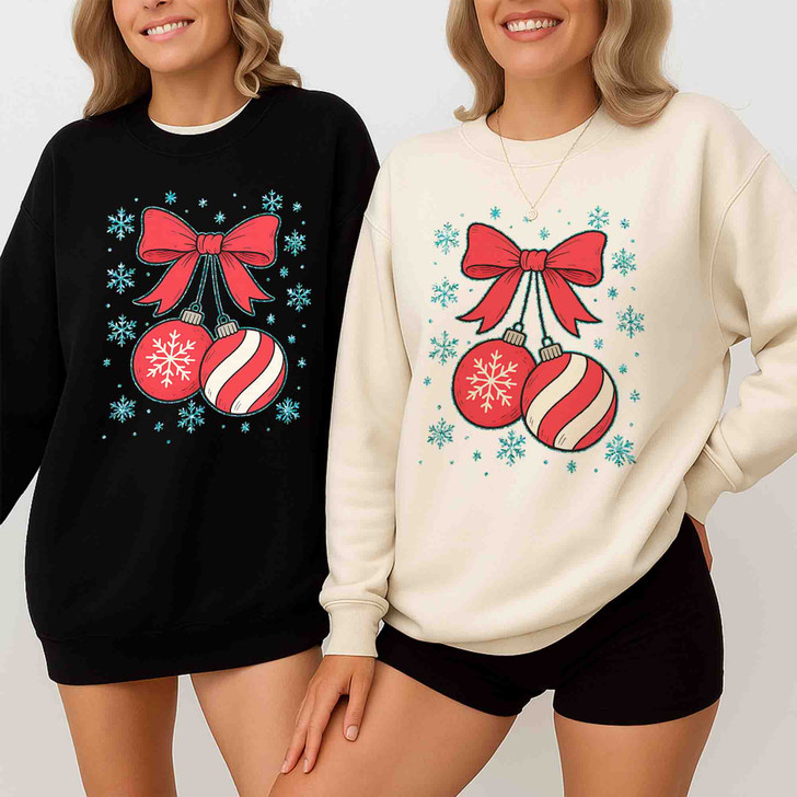 Retro Coquette Christmas Cherries Festive Holiday Sweatshirt S-5XL