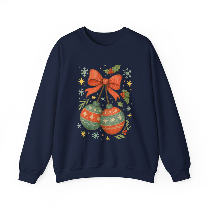 Coquette Christmas Cherries Girly Holiday Crewneck Sweatshirt S-5XL