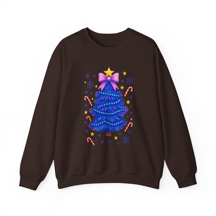 Glitter Coquette Christmas Tree Colorful Holiday Sweatshirt S-5XL