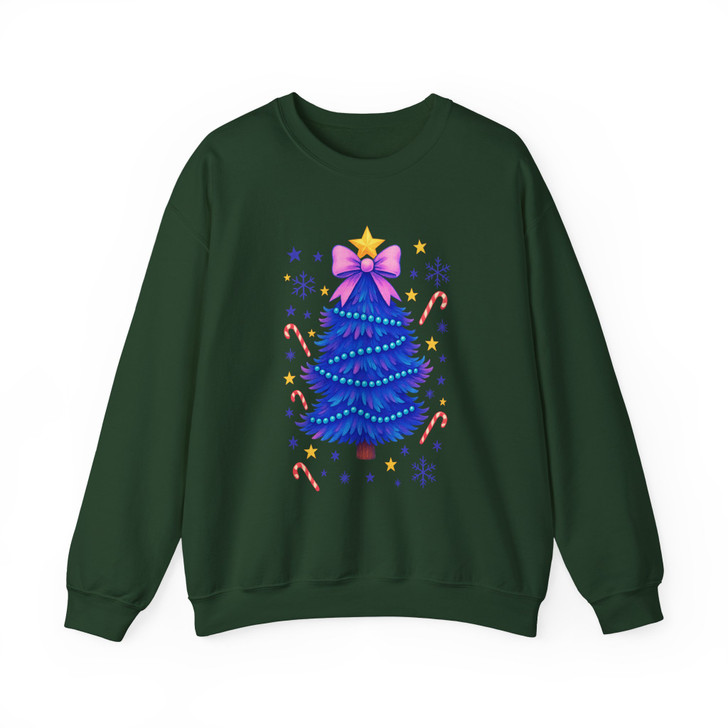 Glitter Coquette Christmas Tree Colorful Holiday Sweatshirt S-5XL