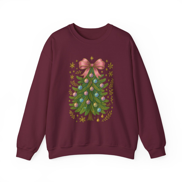 Colorful Coquette Christmas Ornament Glitter Bow Sweatshirt S-5XL
