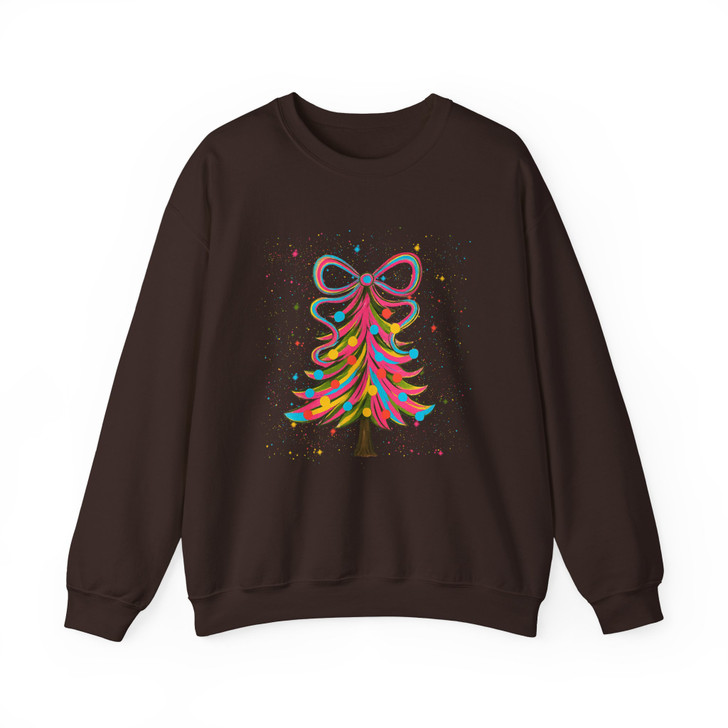 Colorful Christmas Tree Cozy Winter Holiday Sweatshirt S-5XL