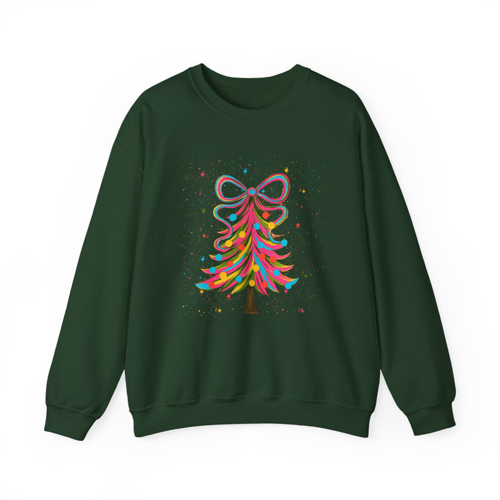 Colorful Christmas Tree Cozy Winter Holiday Sweatshirt S-5XL