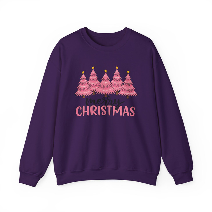 Pink Christmas Tree Cozy Winter Holiday Sweatshirt S-5XL