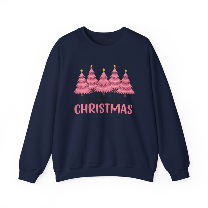 Pink Christmas Tree Cozy Winter Holiday Sweatshirt S-5XL