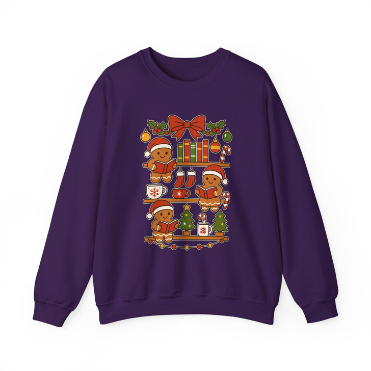 Gingerbread Holiday Reading Cozy Book Lover Sweatshirt S-5XL