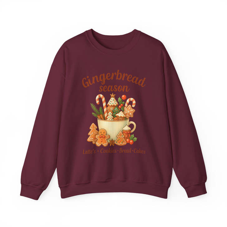 Gingerbread Holiday Cozy Christmas Latte Crewneck Sweatshirt S-5XL