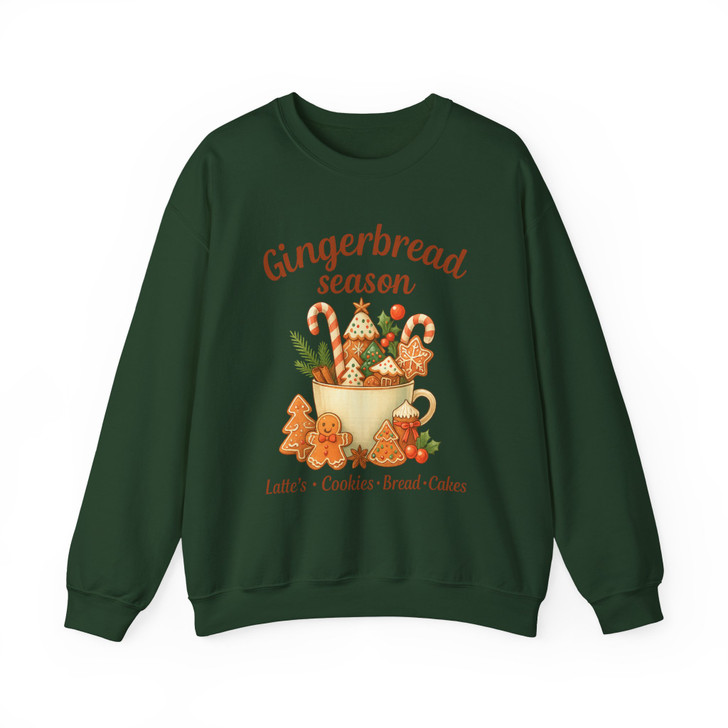 Gingerbread Holiday Cozy Christmas Latte Crewneck Sweatshirt S-5XL