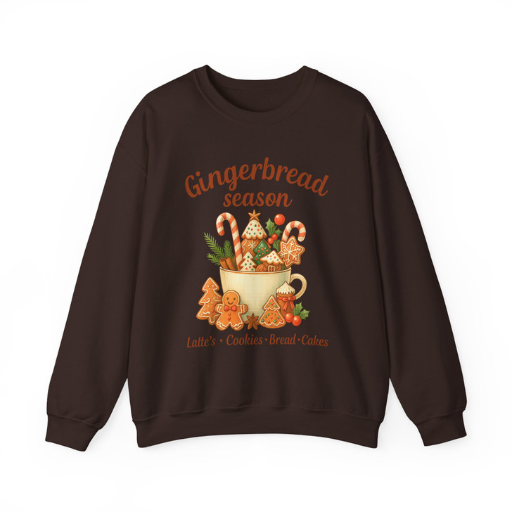 Gingerbread Holiday Cozy Christmas Latte Crewneck Sweatshirt S-5XL