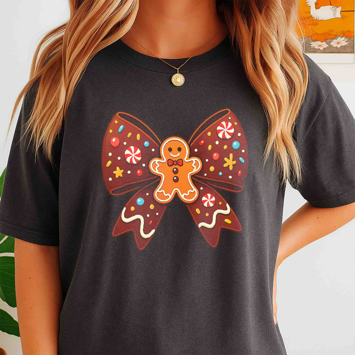 Gingerbread Bow Holiday Coquette Tee T-shirt S-5XL