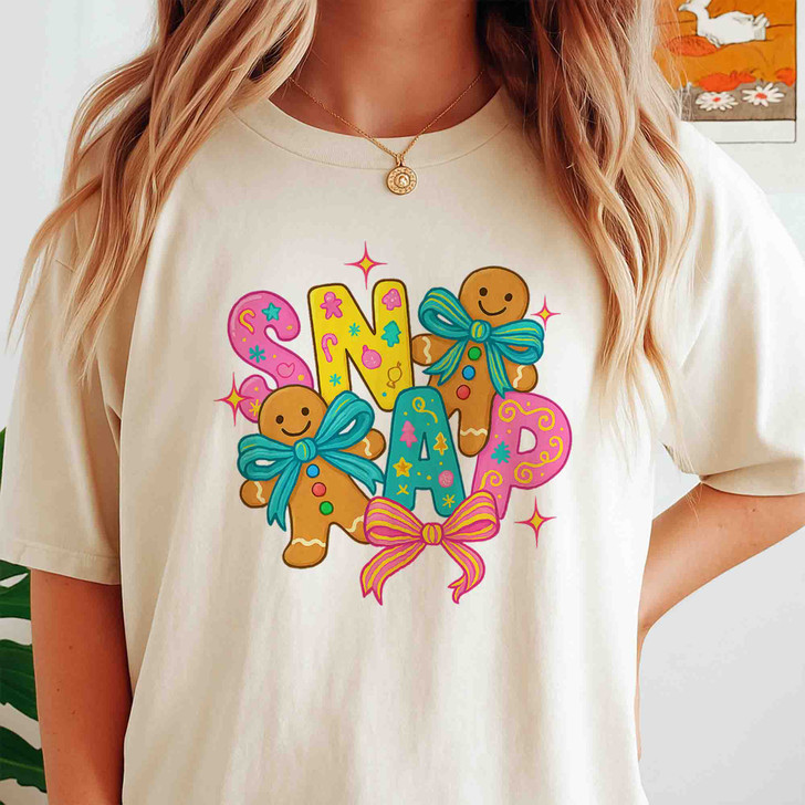 Brushstroke Coquette Bow Cute Gingerbread Design T-shirt S-5XL