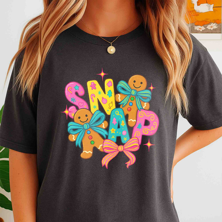 Brushstroke Coquette Bow Cute Gingerbread Design T-shirt S-5XL