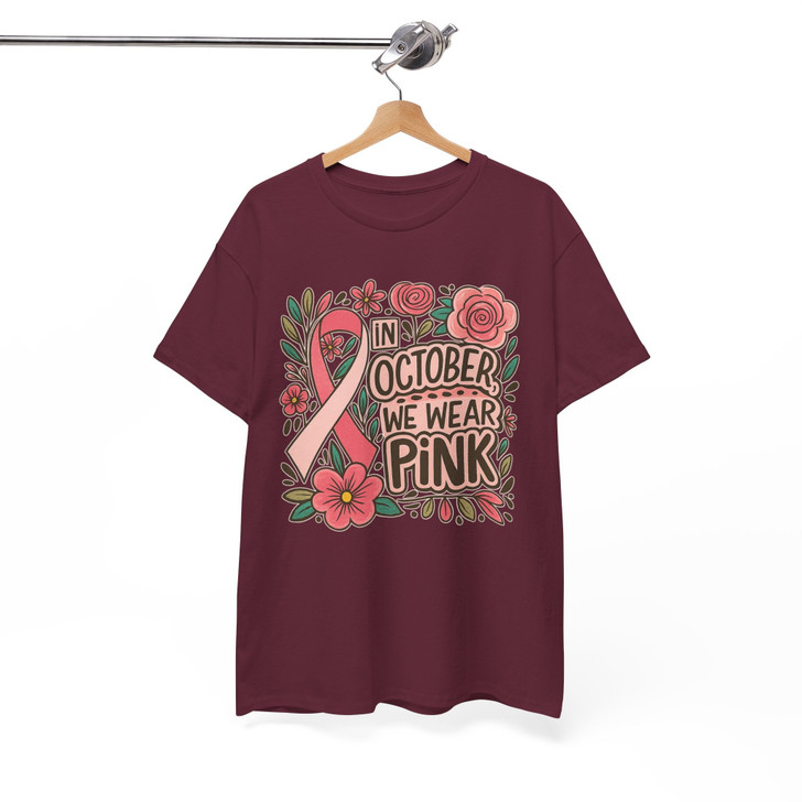 In October We Wear Pink Breast Cancer Awareness T-shirt S-5XL