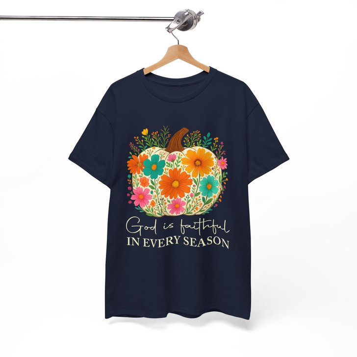 God is Faithful Floral Pumpkin Christian Fall T-shirt S-5XL