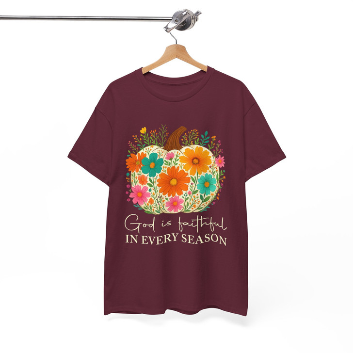 God is Faithful Floral Pumpkin Christian Fall T-shirt S-5XL