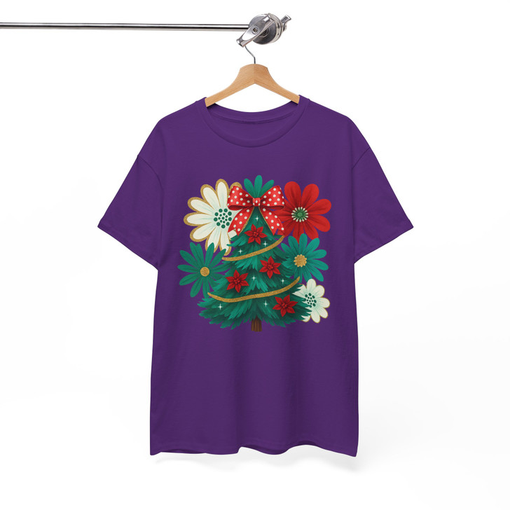 Colorful Boho Glitter Christmas Tree Floral T-shirt S-5XL