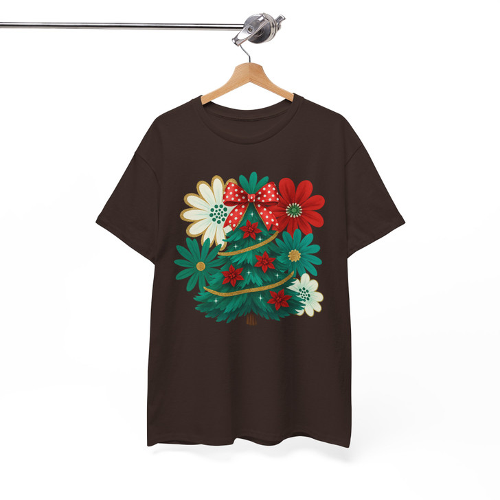 Colorful Boho Glitter Christmas Tree Floral T-shirt S-5XL