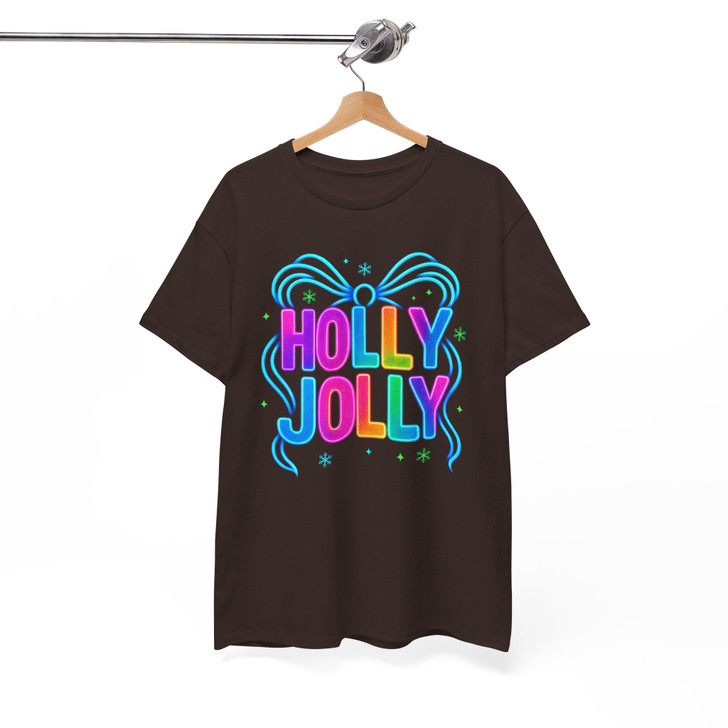 Holly Jolly Preppy Bow Brushstroke Holiday T-shirt S-5XL