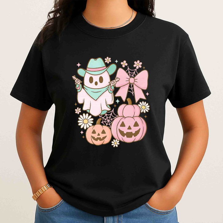 Adorable Halloween Cat Spooky Pumpkin Fall T-shirt S-5XL
