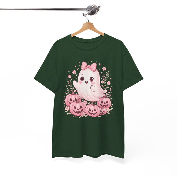Pink Halloween Ghost Coquette Fall Design T-shirt S-5XL