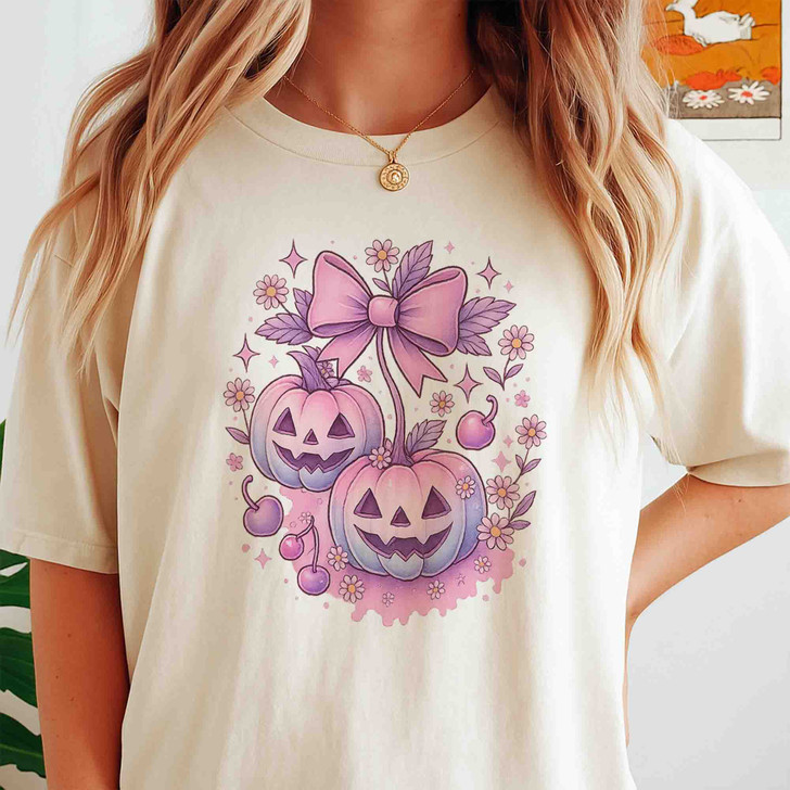 Cotton Candy Jack O’Lantern Pastel Pumpkin Ghost T-shirt S-5XL