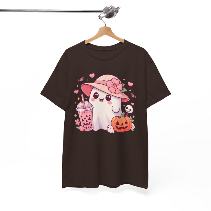Halloween Ghost Bubble Tea Pumpkin Sublimation T-shirt S-5XL