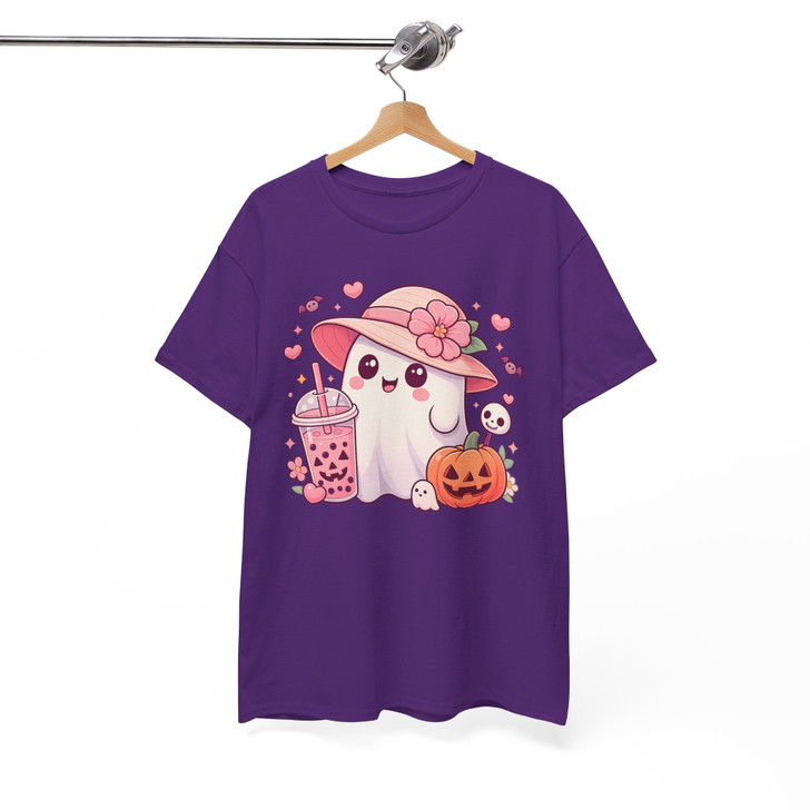 Halloween Ghost Bubble Tea Pumpkin Sublimation T-shirt S-5XL