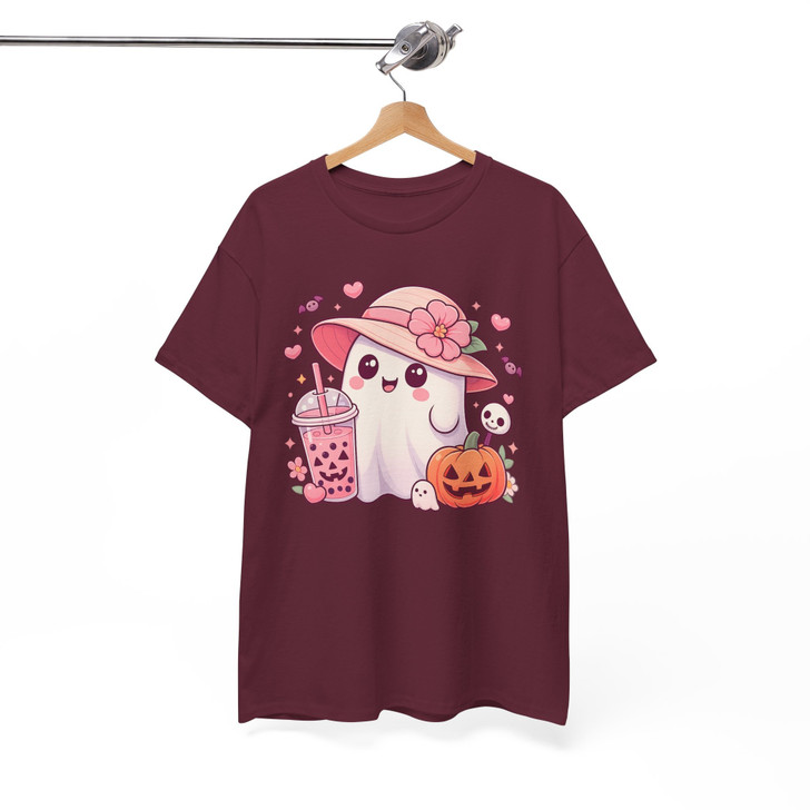 Halloween Ghost Bubble Tea Pumpkin Sublimation T-shirt S-5XL