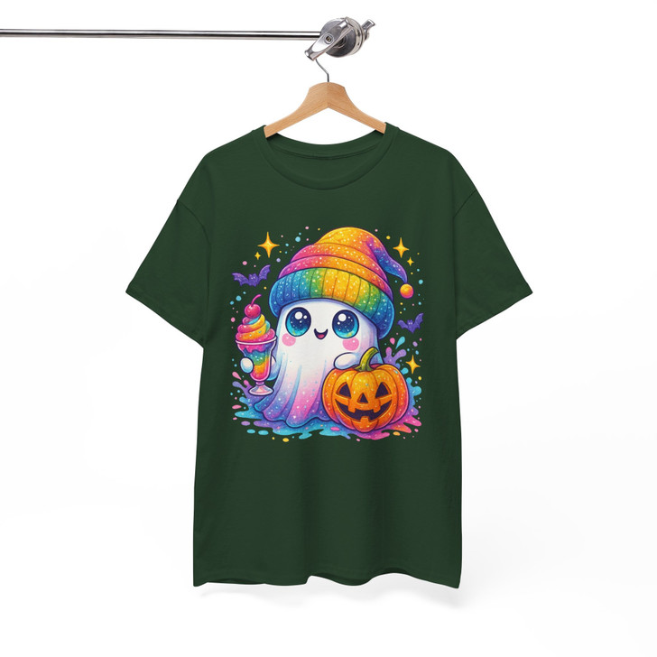 Ghost Halloween Kawaii Pumpkin Rainbow Drink T-shirt S-5XL
