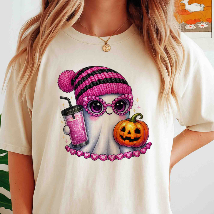 Cute Ghost Halloween Sublimation Coffee Boujee Ghost T-shirt S-5XL