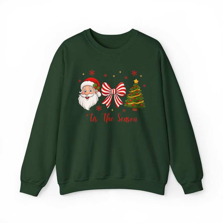 Santa Coquette Bow Candy Cane Christmas Holiday Sweatshirt S-5XL