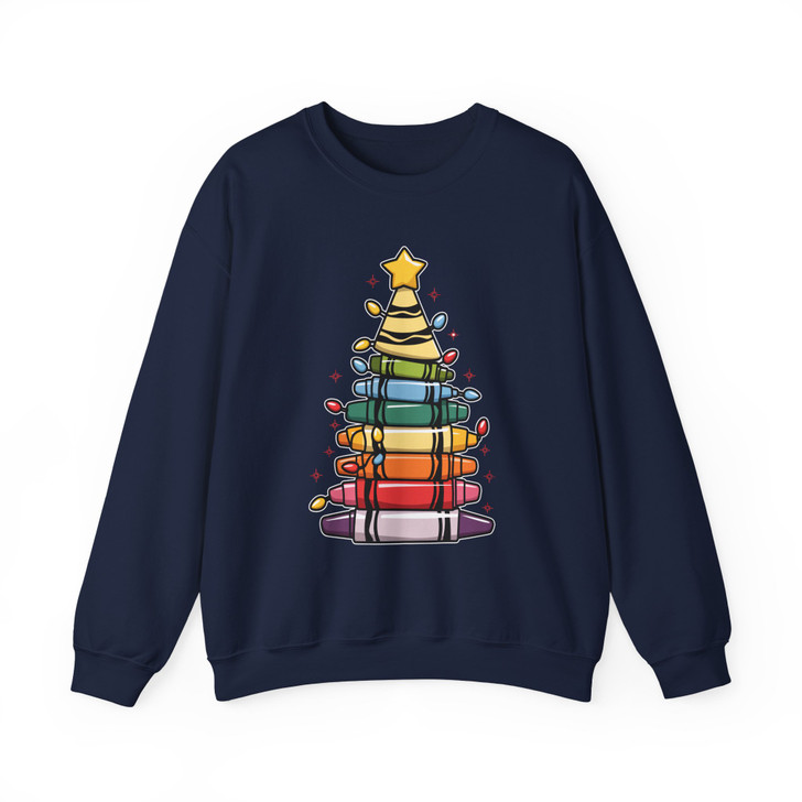 Teacher Christmas Pencil Tree Coquette Bow Holiday Sweatshirt S-5XL