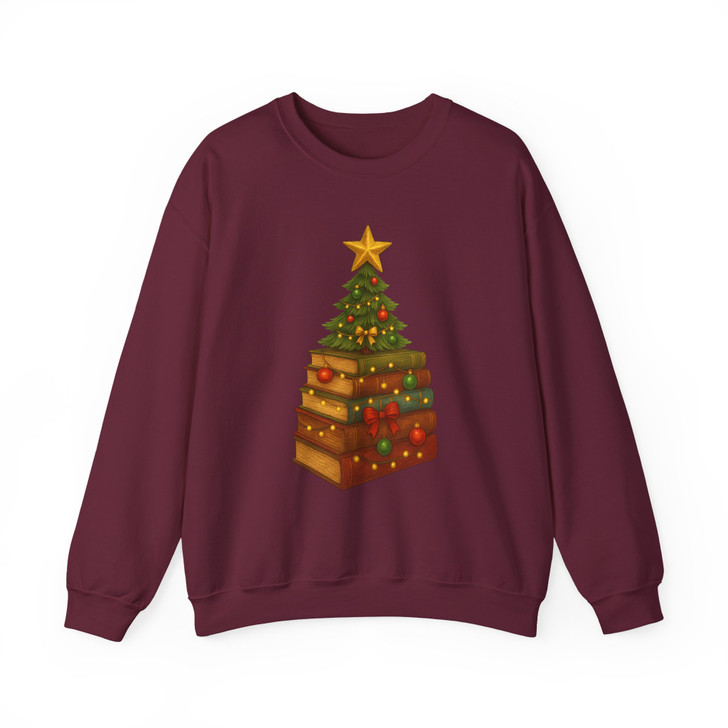 Book Tree Christmas Cozy Winter Reading Sweatshirt S-5XL