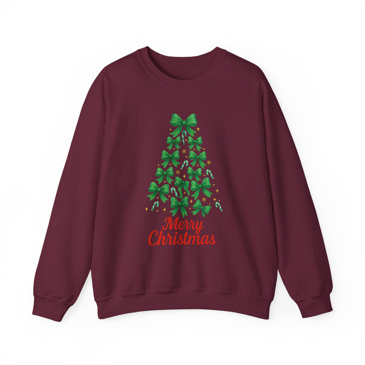 Coquette Pink Bow Merry Christmas Tree Preppy Sweatshirt S-5XL