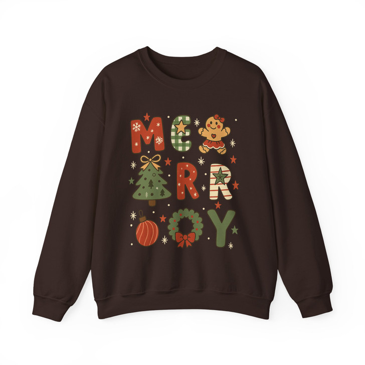 Preppy Merry Brushstroke Christmas Tree Retro Sweatshirt S-5XL