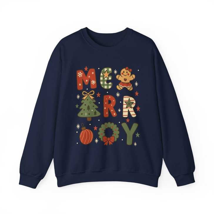 Preppy Merry Brushstroke Christmas Tree Retro Sweatshirt S-5XL