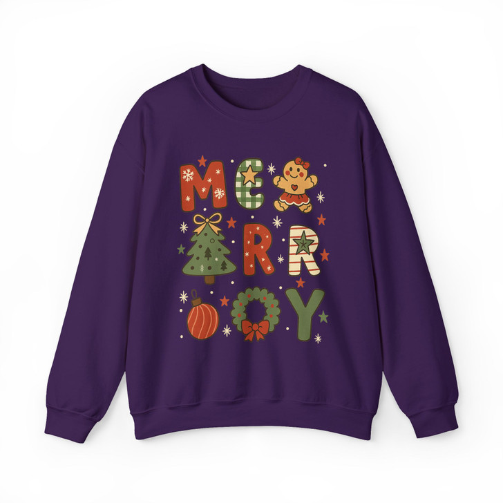 Preppy Merry Brushstroke Christmas Tree Retro Sweatshirt S-5XL