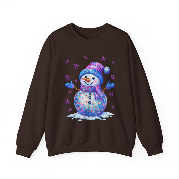 Colorful Christmas Disco Snowman Girly Holiday Sweatshirt S-5XL
