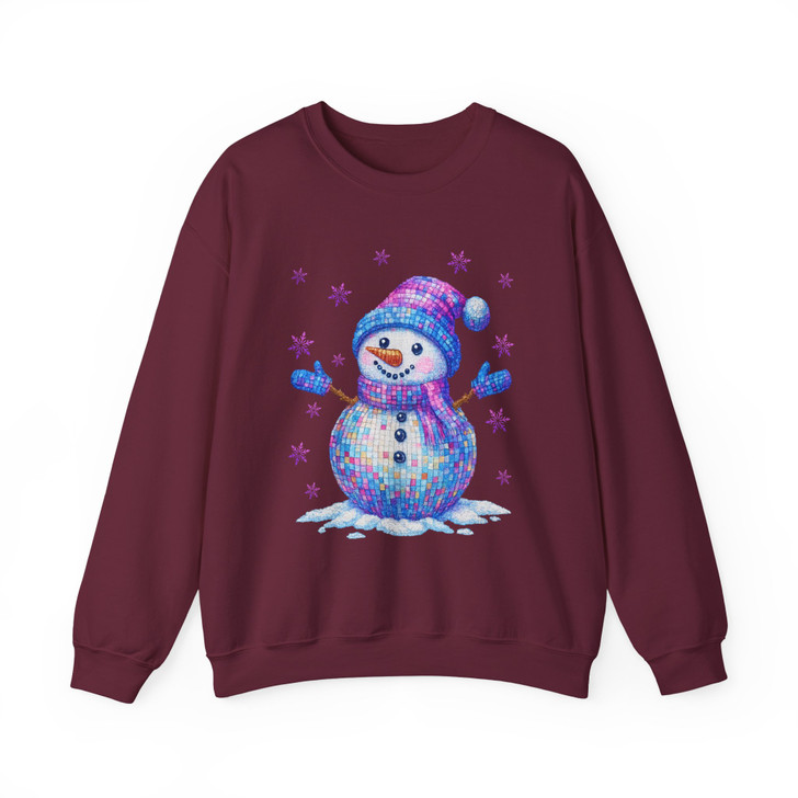Colorful Christmas Disco Snowman Girly Holiday Sweatshirt S-5XL