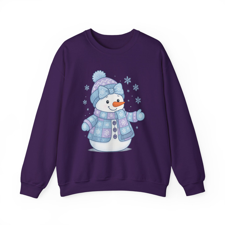 Cute Patchwork Snowman Girly Pink Winter Sweatshirt S-5XL
