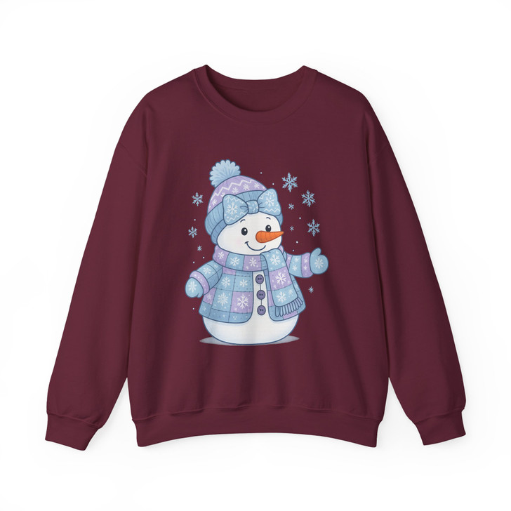 Cute Patchwork Snowman Girly Pink Winter Sweatshirt S-5XL