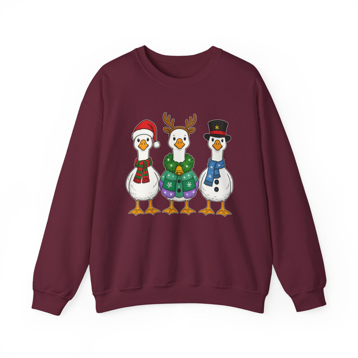 Christmas Goose Coquette Snowman Santa Hat Sweatshirt S-5XL