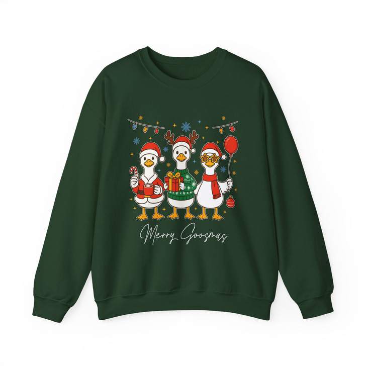 Merry Christmas Goose Santa Silly Preppy Funny Sweatshirt S-5XL