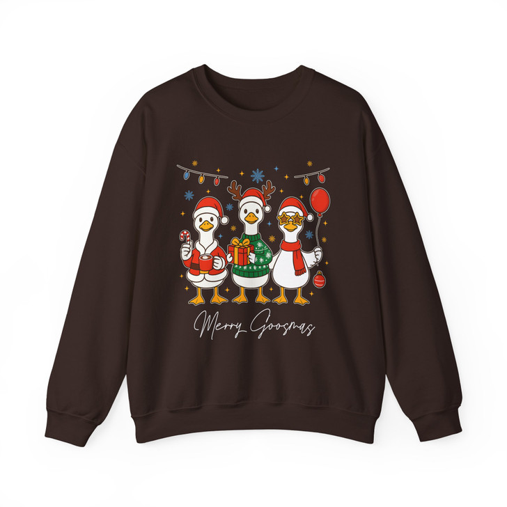 Merry Christmas Goose Santa Silly Preppy Funny Sweatshirt S-5XL