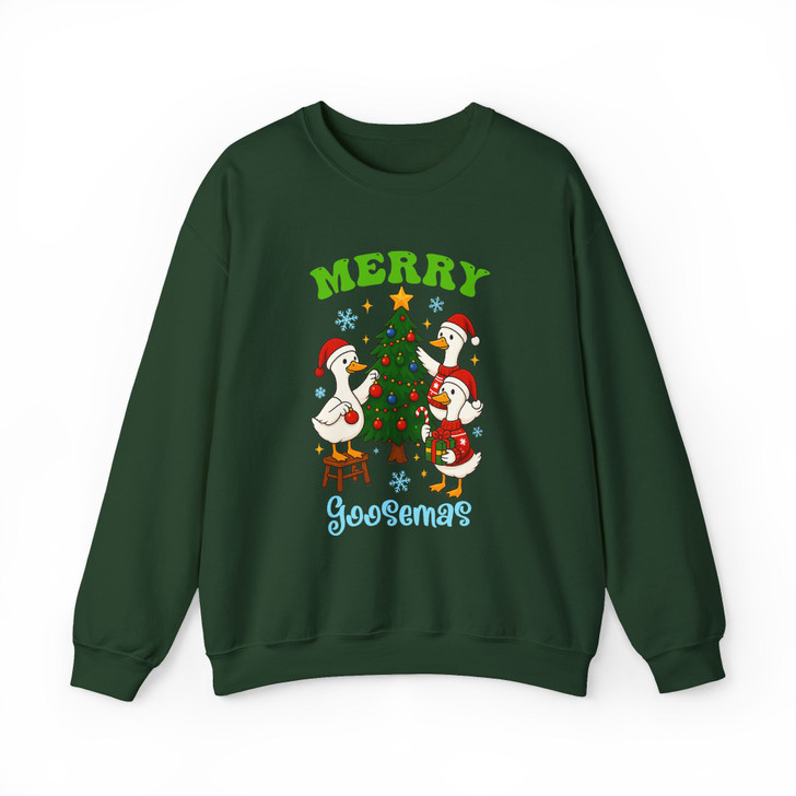 Merry Goosemas Retro Funny Santa Goose Sweatshirt S-5XL