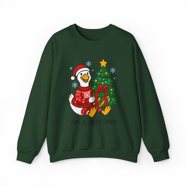 Jolly Christmas Goose Funny Cozy Santa Goose Sweatshirt S-5XL