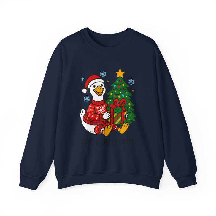 Jolly Christmas Goose Funny Cozy Santa Goose Sweatshirt S-5XL